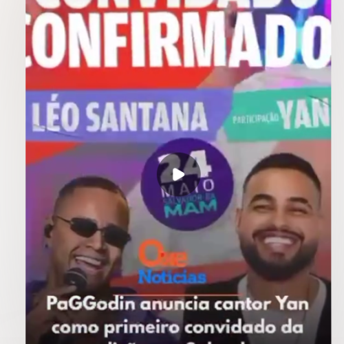 PaGGodin anunciar cantor Yan como primeiro convidado da edição em salvador